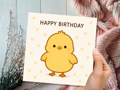 Cute Happy Birthday Chick Card - View 6