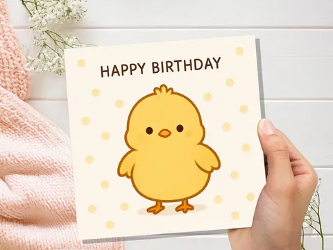 Cute Happy Birthday Chick Card