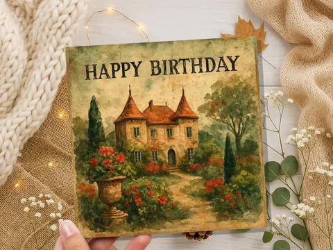 French Chateau Birthday Card - View 6