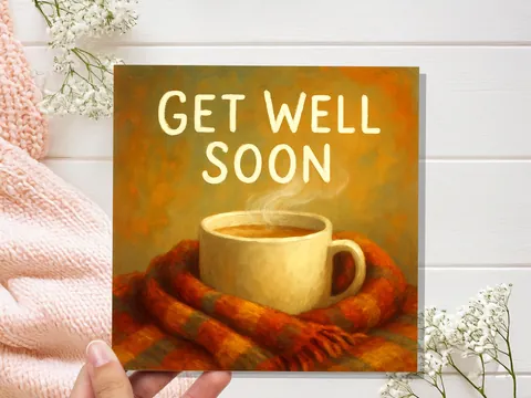 Cosy Mug & Blanket Hug Get Well Soon Card