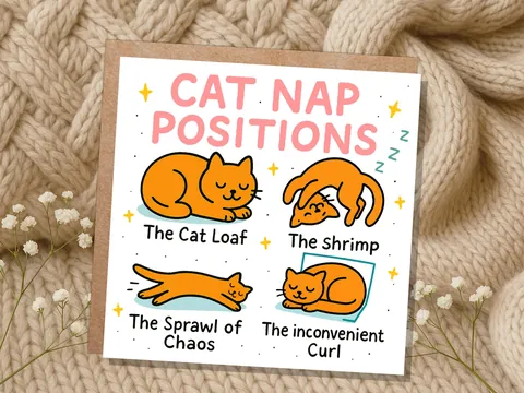 Funny Cat Nap Positions Card - View 3