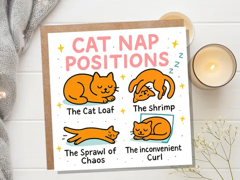 Funny Cat Nap Positions Card - View 2