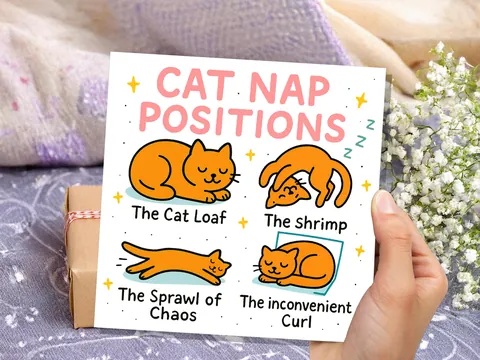 Funny Cat Nap Positions Card - View 8