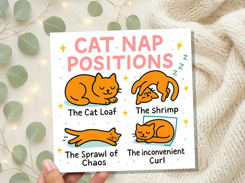 Funny Cat Nap Positions Card - View 7