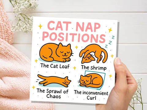 Funny Cat Nap Positions Card