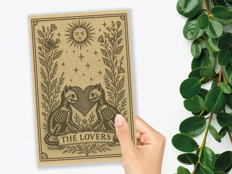 Lovers Tarot Card – Gothic Skeleton Cats - View 7