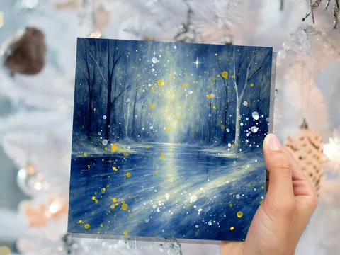 Enchanted Winter River Christmas Card