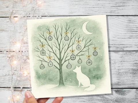 Sage Green Fox Christmas Card - View 5