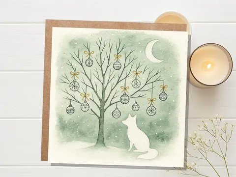 Sage Green Fox Christmas Card - View 8