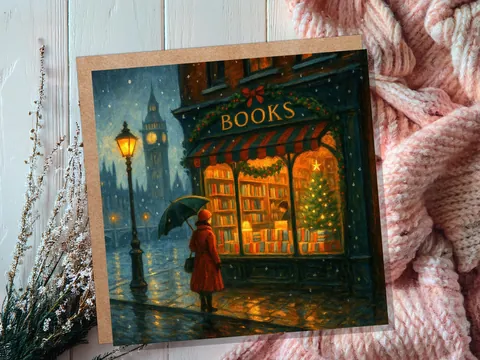 London Christmas Bookshop Card - View 8