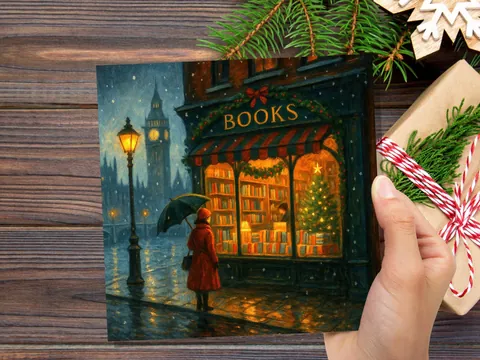 London Christmas Bookshop Card - View 2