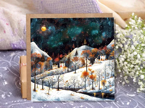 Moody Winter Village Card - View 9