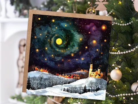 Starry Night Christmas Village Card - View 8