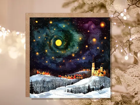 Starry Night Christmas Village Card - View 7