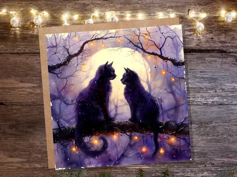 Mystical Black Cats Watercolour Card - View 8