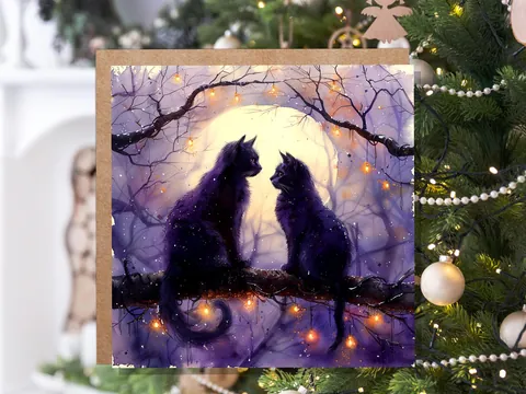 Mystical Black Cats Watercolour Card - View 7