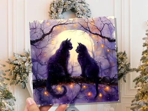 Mystical Black Cats Watercolour Card - View 5