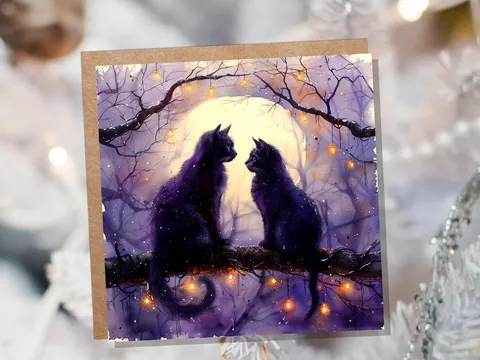 Mystical Black Cats Watercolour Card - View 9