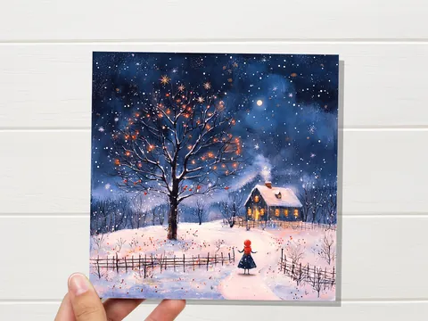 Cosy Cottage on Christmas Eve Card - View 4