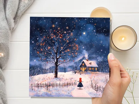 Cosy Cottage on Christmas Eve Card - View 3