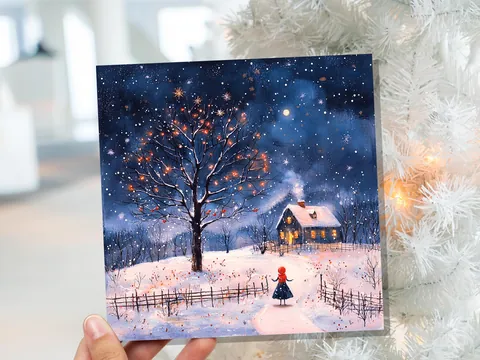 Cosy Cottage on Christmas Eve Card - View 6