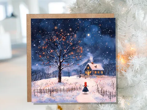 Cosy Cottage on Christmas Eve Card - View 7