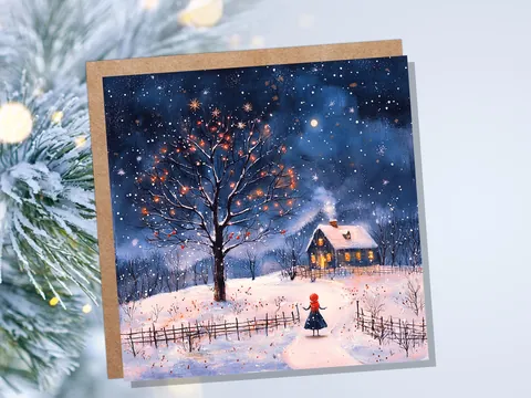 Cosy Cottage on Christmas Eve Card - View 8