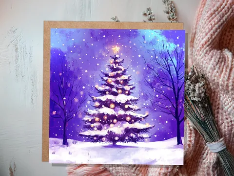 Purple Glowing Christmas Tree Card - View 8