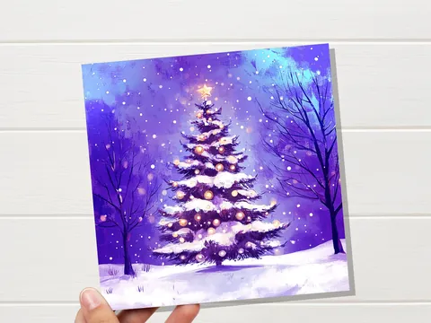 Purple Glowing Christmas Tree Card - View 6
