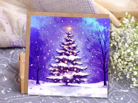 Purple Glowing Christmas Tree Card - View 7