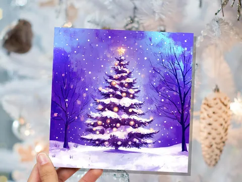 Purple Glowing Christmas Tree Card - View 4