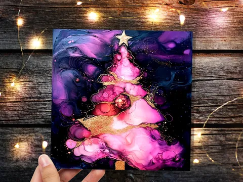 Alcohol Ink Christmas Tree Card - View 4