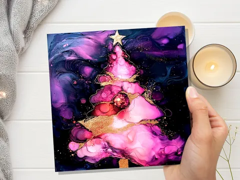 Alcohol Ink Christmas Tree Card