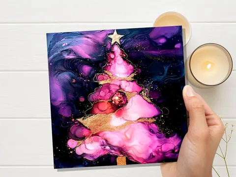 Alcohol Ink Christmas Tree Card - View 3