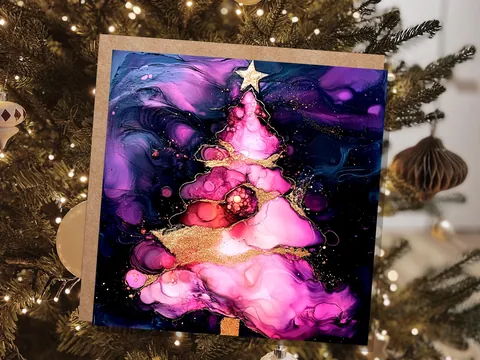 Alcohol Ink Christmas Tree Card - View 8