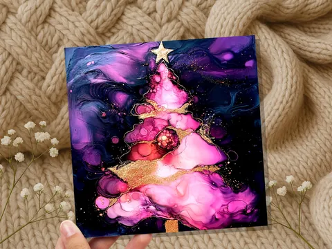 Alcohol Ink Christmas Tree Card - View 5