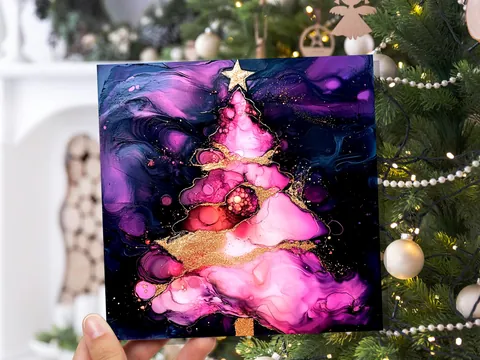 Alcohol Ink Christmas Tree Card - View 6