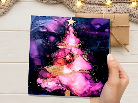 Alcohol Ink Christmas Tree Card - View 2
