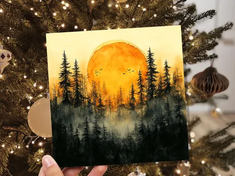 Golden Forest Sunset Greeting Card - View 4