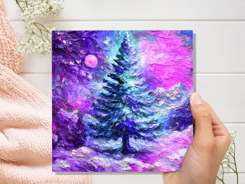 Painterly Christmas Pine Tree Card - View 4