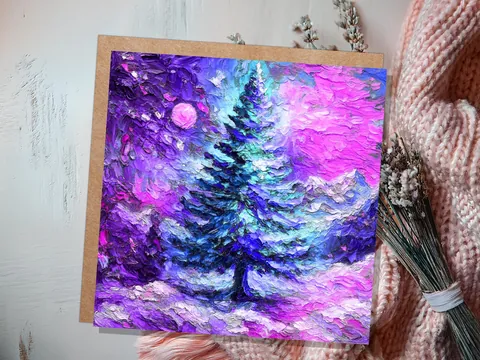 Painterly Christmas Pine Tree Card - View 8