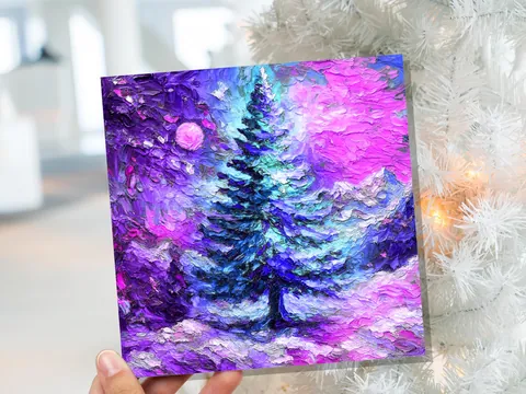 Painterly Christmas Pine Tree Card