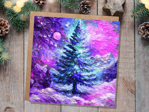 Painterly Christmas Pine Tree Card - View 9