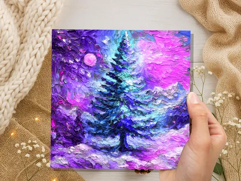 Painterly Christmas Pine Tree Card - View 3