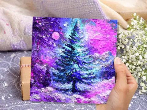 Painterly Christmas Pine Tree Card - View 2