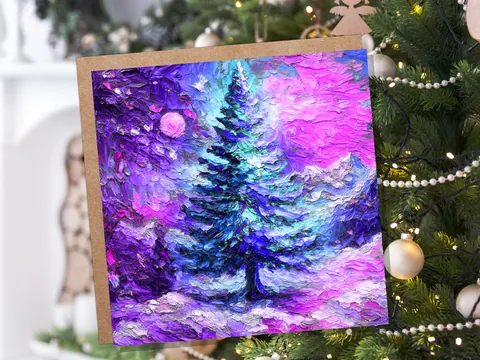 Painterly Christmas Pine Tree Card - View 7